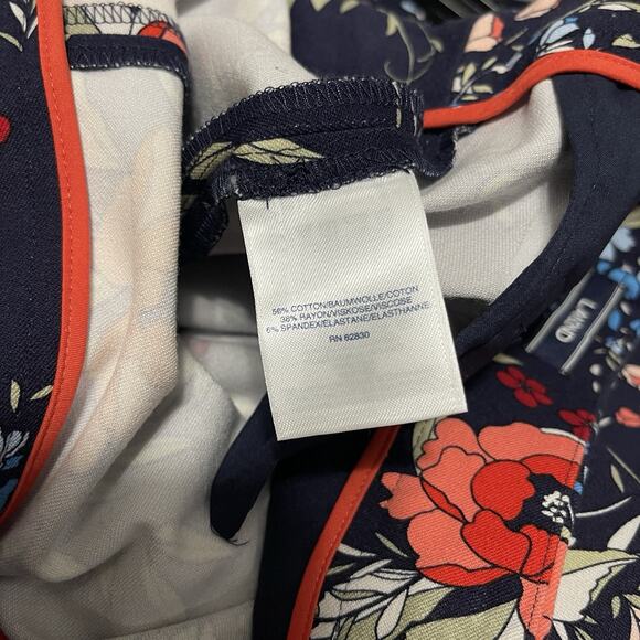 Lands End Pants Womens 8 Mid Rise Stretch Knit Blue White Floral Slim Leg - Picture 6 of 10